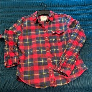 Abercrombie & Fitch Red and Blue Checkered Long Sleeve Shirt